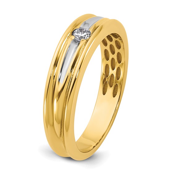 14ky w/White Rhodium IB Goodman Mens Complete 1/10ct Diamond Ring