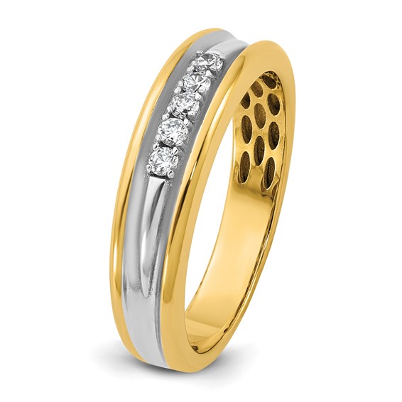 14ky IB Goodman Mens Polished Complete 5-Stone 1/6ct Diamond Ring