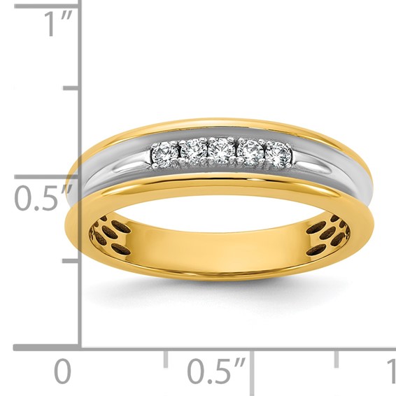 14ky IB Goodman Mens Polished Complete 5-Stone 1/6ct Diamond Ring