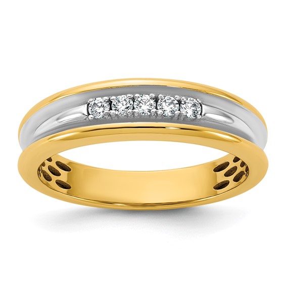 14ky IB Goodman Mens Polished Complete 5-Stone 1/6ct Diamond Ring