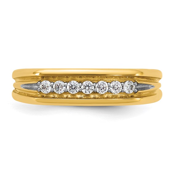 14ky IB Goodman Mens Polished Complete 7-Stone 1/4ct Diamond Ring