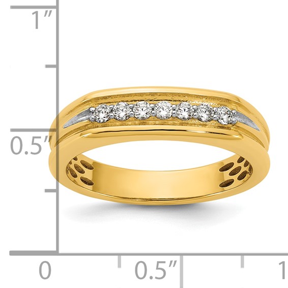 14ky IB Goodman Mens Polished Complete 7-Stone 1/4ct Diamond Ring