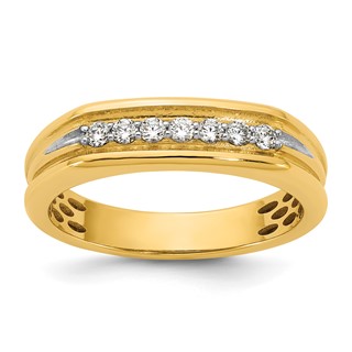 14ky IB Goodman Mens Polished Complete 7-Stone 1/4ct Diamond Ring