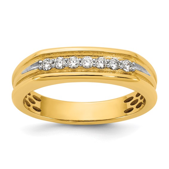 14ky IB Goodman Mens Polished Complete 7-Stone 1/4ct Diamond Ring