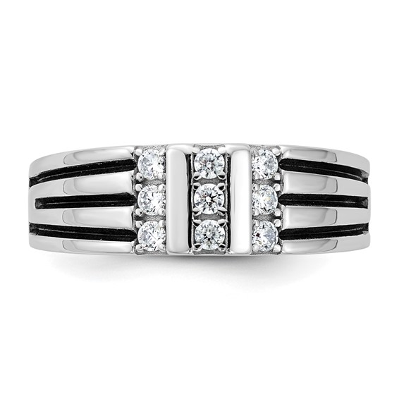 14kw w/Black Rhodium IB Goodman Mens Complete 1/3ct Diamond Ring