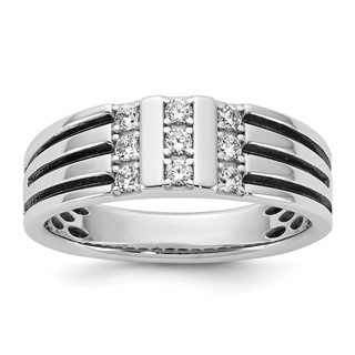 14kw w/Black Rhodium IB Goodman Mens Complete 1/3ct Diamond Ring