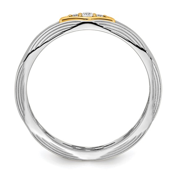 14ktt IB Goodman Mens Complete 3-Stone 1/15ct Diamond Ring