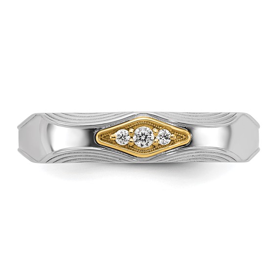 14ktt IB Goodman Mens Complete 3-Stone 1/15ct Diamond Ring