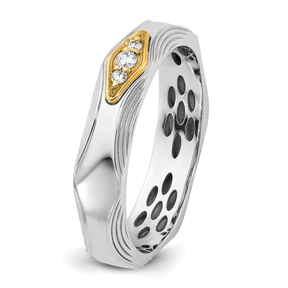 14ktt IB Goodman Mens Complete 3-Stone 1/15ct Diamond Ring