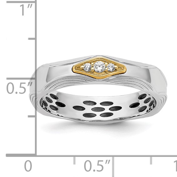 14ktt IB Goodman Mens Complete 3-Stone 1/15ct Diamond Ring