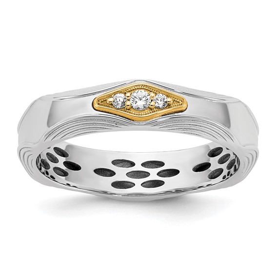 14ktt IB Goodman Mens Complete 3-Stone 1/15ct Diamond Ring