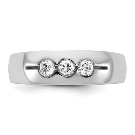 14kw IB Goodman Mens Polished Complete 3-Stone 1/3ct Diamond Ring