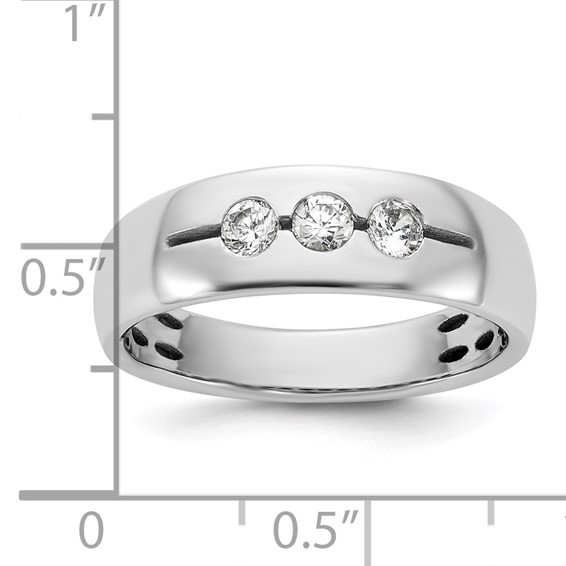 14kw IB Goodman Mens Polished Complete 3-Stone 1/3ct Diamond Ring