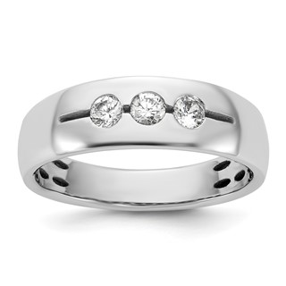 14kw IB Goodman Mens Polished Complete 3-Stone 1/3ct Diamond Ring