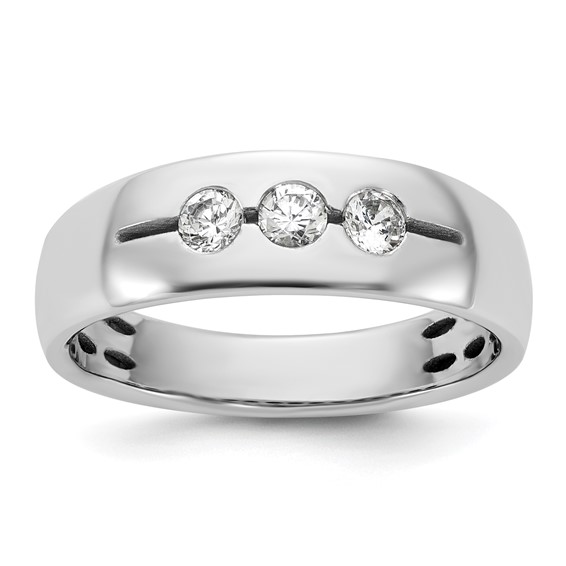 14kw IB Goodman Mens Polished Complete 3-Stone 1/3ct Diamond Ring