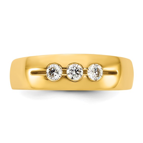 14ky IB Goodman Mens Polished Complete 3-Stone 1/3ct Diamond Ring
