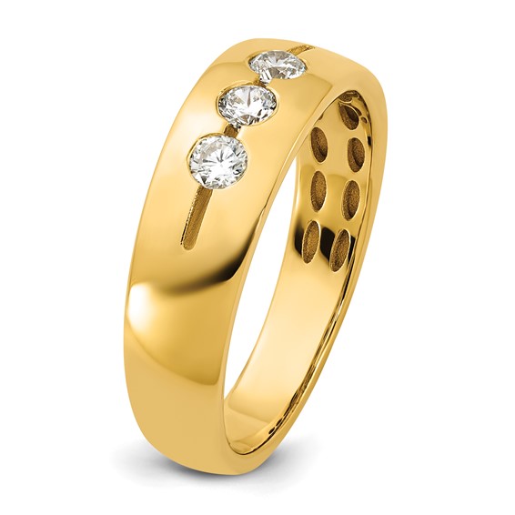 14ky IB Goodman Mens Polished Complete 3-Stone 1/3ct Diamond Ring