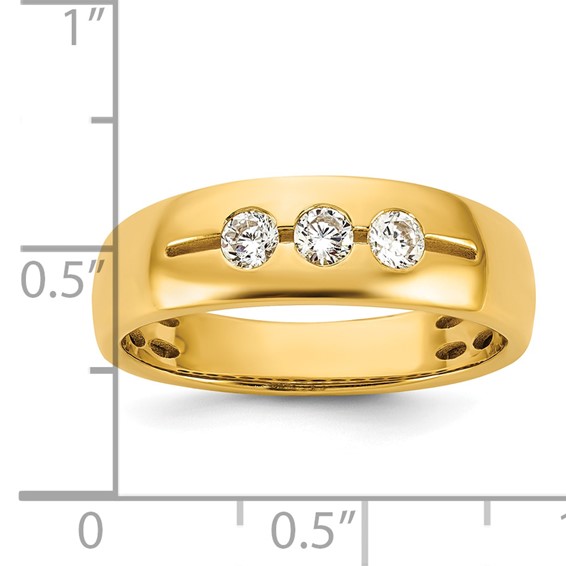 14ky IB Goodman Mens Polished Complete 3-Stone 1/3ct Diamond Ring