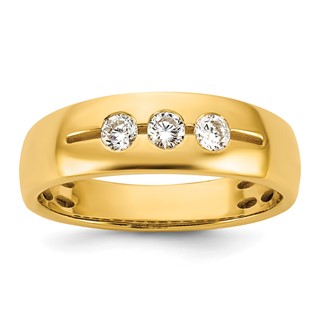 14ky IB Goodman Mens Polished Complete 3-Stone 1/3ct Diamond Ring