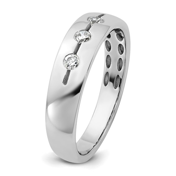 14kw IB Goodman Mens Polished Complete 3-Stone 1/6ct Diamond Ring