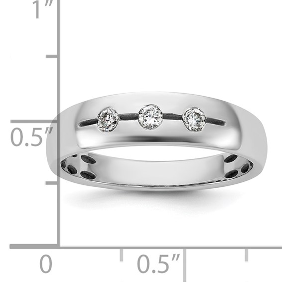 14kw IB Goodman Mens Polished Complete 3-Stone 1/6ct Diamond Ring