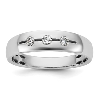 14kw IB Goodman Mens Polished Complete 3-Stone 1/6ct Diamond Ring