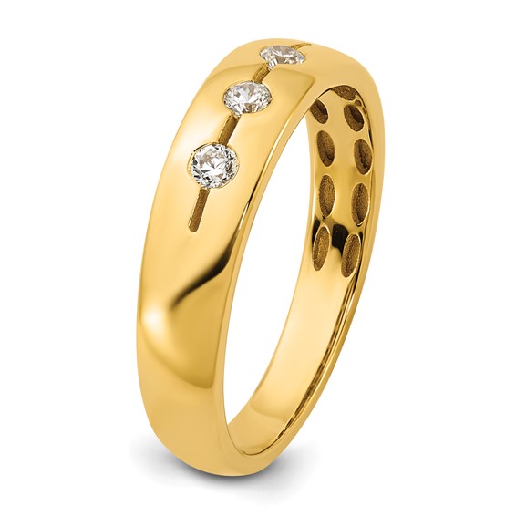 14ky IB Goodman Mens Polished 3-Stone Diamond Ring Mounting