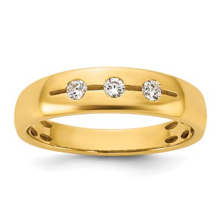 14ky IB Goodman Mens Polished Complete 3-Stone 1/6ct Diamond Ring