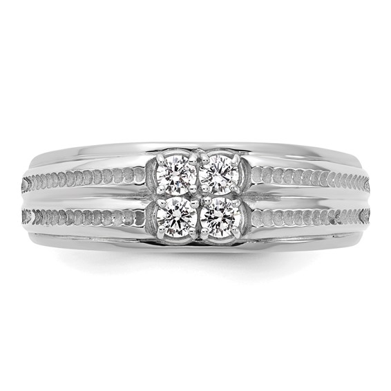 14kw IB Goodman Mens Polished Complete 4-Stone 1/3ct Diamond Ring