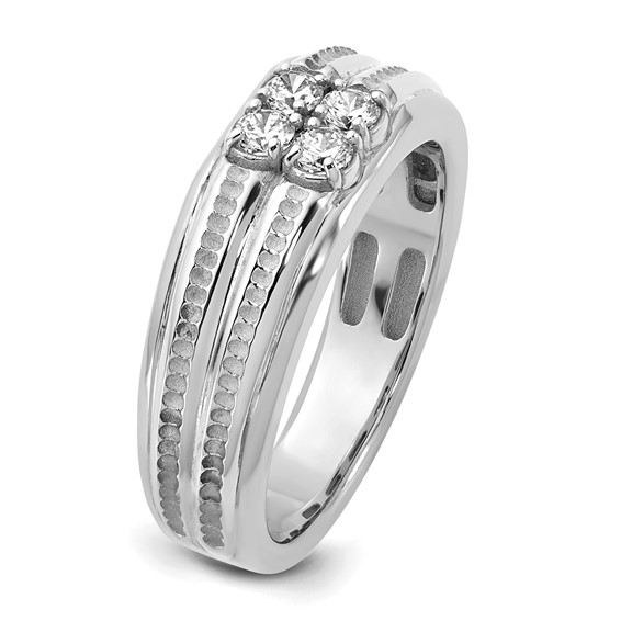 14kw IB Goodman Mens Polished Complete 4-Stone 1/3ct Diamond Ring