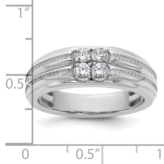 14kw IB Goodman Mens Polished Complete 4-Stone 1/3ct Diamond Ring
