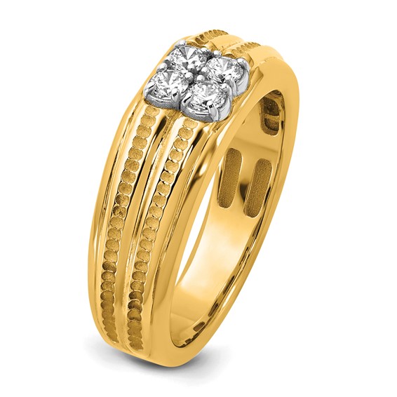 14ktt IB Goodman Mens Polished Complete 4-Stone 1/3ct Diamond Ring