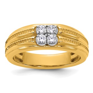 14ktt IB Goodman Mens Polished Complete 4-Stone 1/3ct Diamond Ring