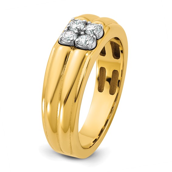 14ktt IB Goodman Mens Polished 4-Stone Diamond Ring Mounting