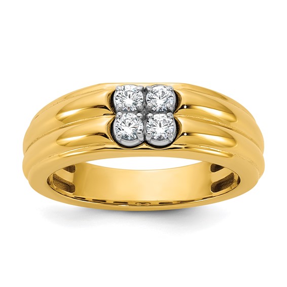 14ktt IB Goodman Mens Polished 4-Stone Diamond Ring Mounting