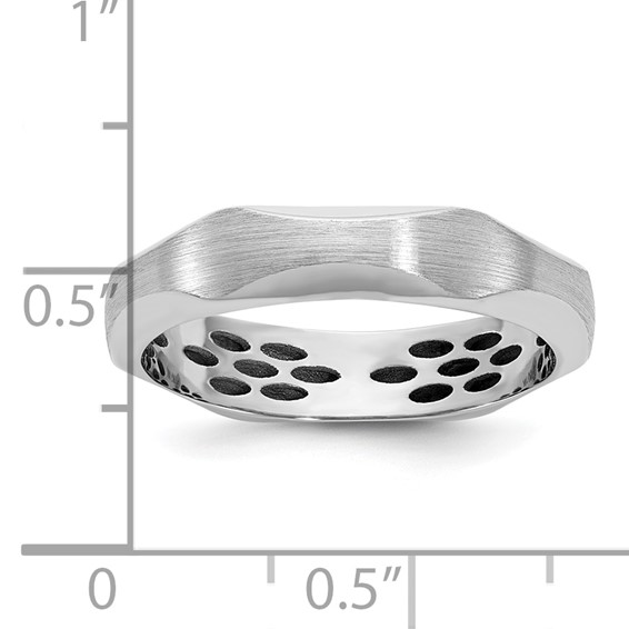 14k White Gold IB Goodman Mens Satin 4.7mm Ring