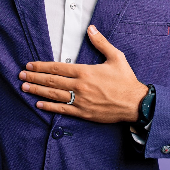 14kw w/Black RH IB Goodman Complete 7-Stone 5/8ct Diamond Ring