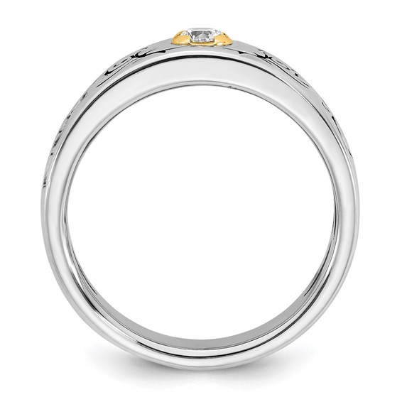 14ktt Antiqued IB Goodman Flame Mens Complete 1/5ct Diamond Ring