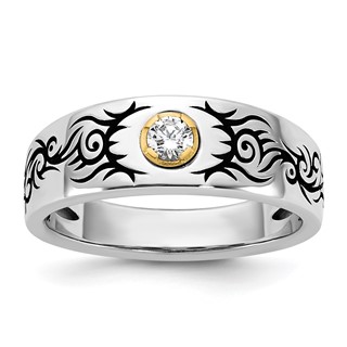 14ktt Antiqued IB Goodman Flame Design Mens Diamond Ring Mounting