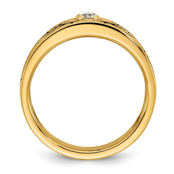 14ky Antiqued IB Goodman Flame Mens Complete 1/5ct Diamond Ring