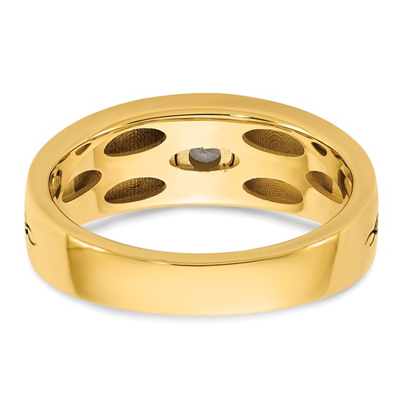 14ky Antiqued IB Goodman Flame Mens Complete 1/5ct Diamond Ring