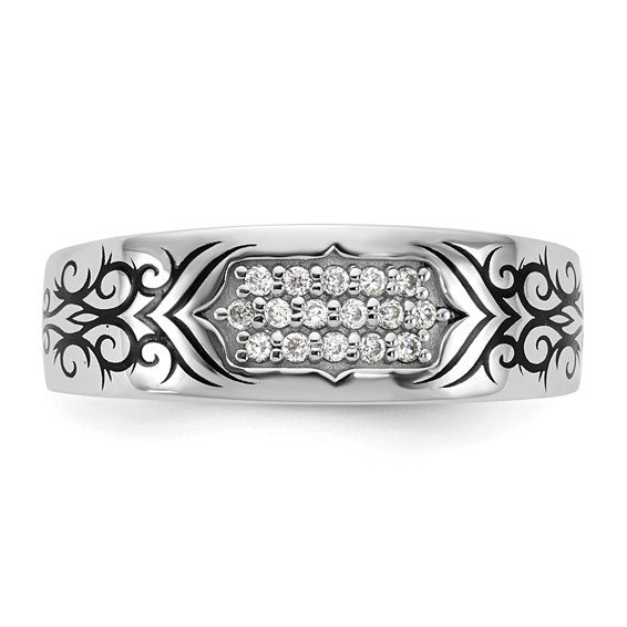 14kw Antiqued IB Goodman Scroll Design Mens Diamond Ring Mounting