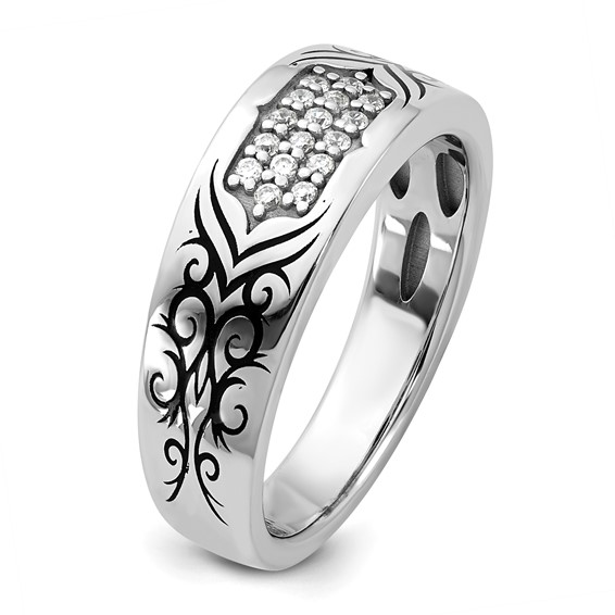 14kw Antiqued IB Goodman Scroll Design Mens Diamond Ring Mounting