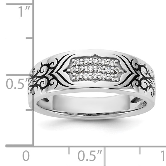 14kw Antiqued IB Goodman Scroll Design Mens Diamond Ring Mounting