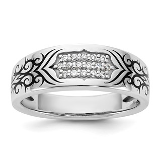 14kw Antiqued IB Goodman Scroll Design Mens Diamond Ring Mounting