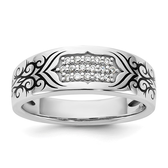 14kw Antiqued IB Goodman Scroll Design Mens Diamond Ring Mounting