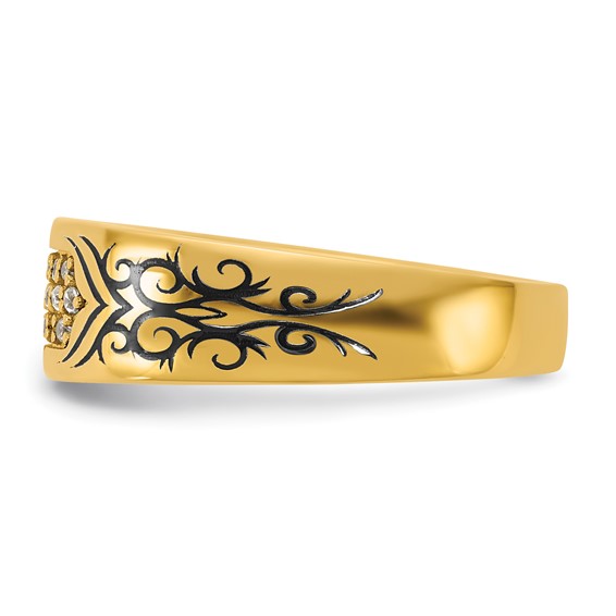 14ky Antiqued IB Goodman Scroll Design Mens Diamond Ring Mounting