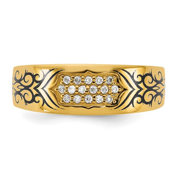 14ky Antiqued IB Goodman Scroll Design Mens Diamond Ring Mounting