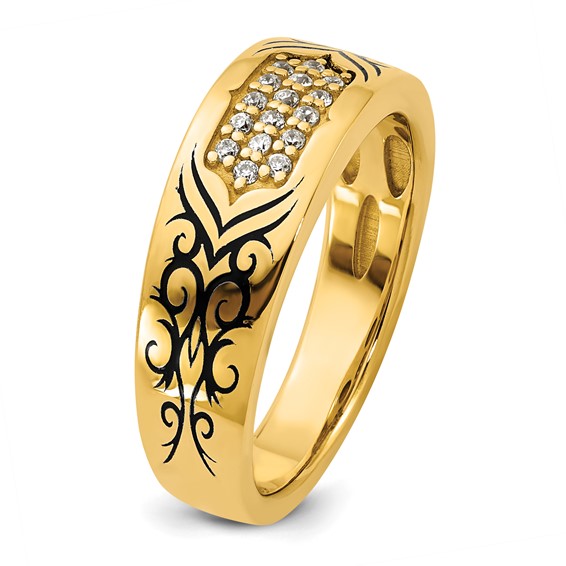 14ky Antiqued IB Goodman Scroll Design Mens Diamond Ring Mounting