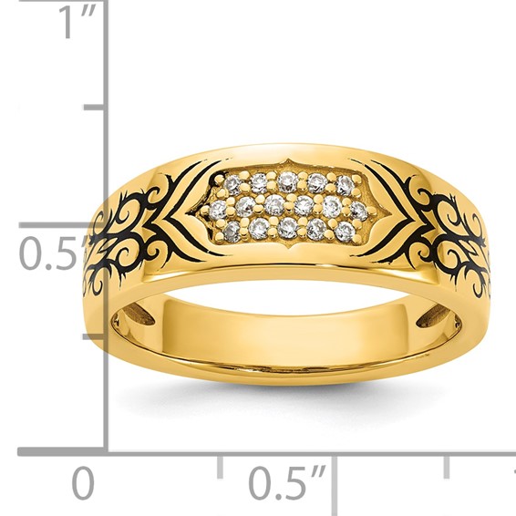 14ky Antiqued IB Goodman Scroll Design Mens Diamond Ring Mounting